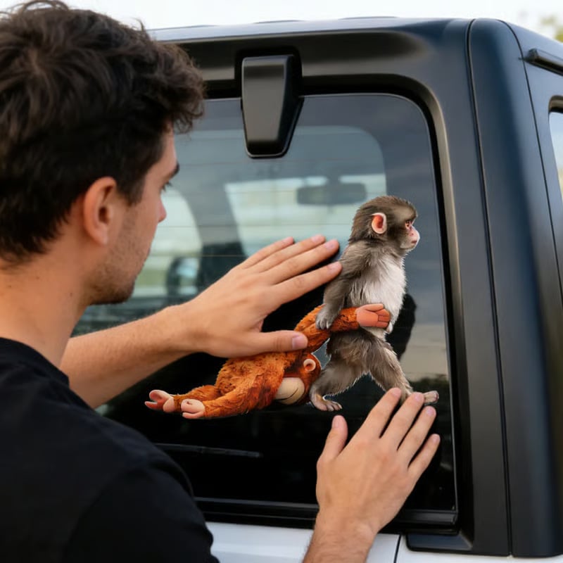 🐵💕Monkey Punch Car Window Decal Sticker - Emotional Gift for Animal Lovers, Family, Friends, Loved Ones🎁