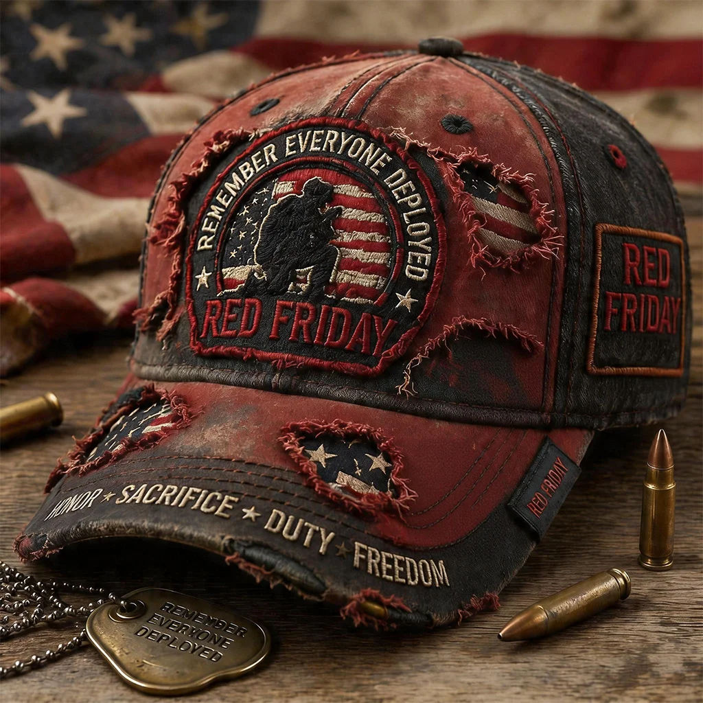 RED FRIDAY “Remember Everyone Deployed” Distressed Patriot Cap