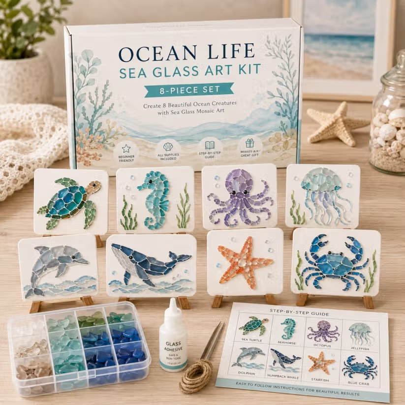 DIY Sea Glass Mosaic Craft Kit-BUY 2 FREE SHIPPING