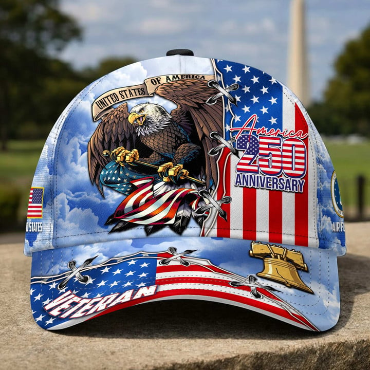 Premium America 250th Anniversary US Veterans Baseball Hats Gifts For U.S. Veterans, Gifts For Independence Day, Veterans Day.