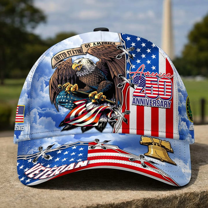 Premium America 250th Anniversary US Veterans Baseball Hats Gifts For U.S. Veterans, Gifts For Independence Day, Veterans Day.