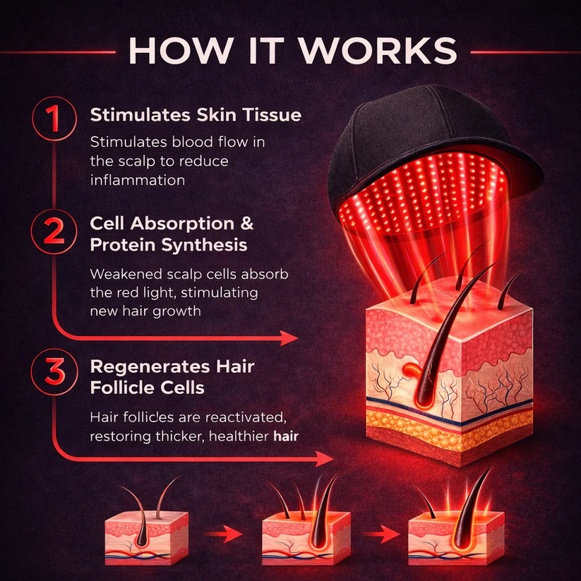 ✨Red Light Therapy Cap, USB Rechargeable Portable Hair Regrowth Cap, Travel Friendly Hair Care Gift for Men & Women💆‍♂️💆‍♀️-FO