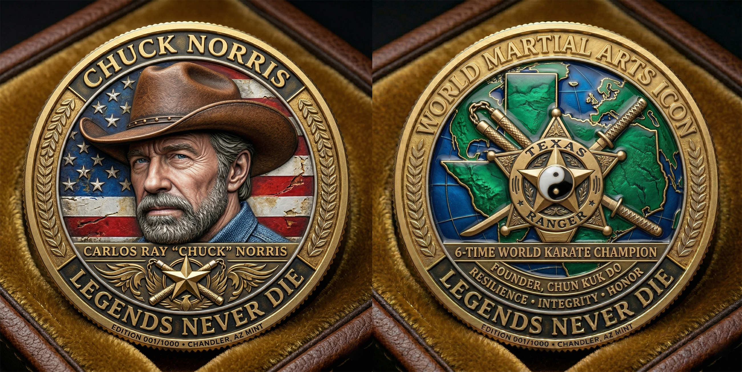 LEGENDS NEVER DIE: OWN THE DEFINITIVE CHUCK NORRIS CHALLENGE COIN