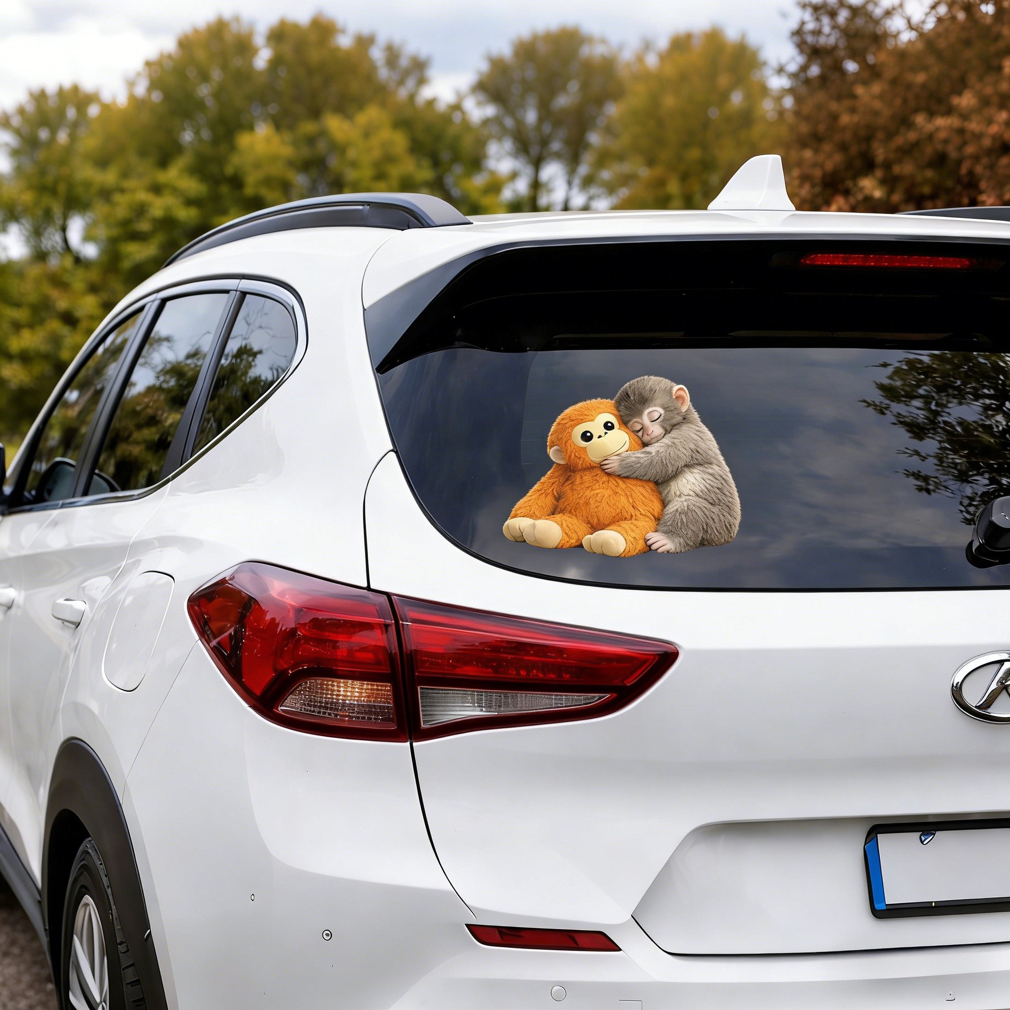 🐵💕Monkey Punch Car Window Decal Sticker - Emotional Gift for Animal Lovers, Family, Friends, Loved Ones🎁