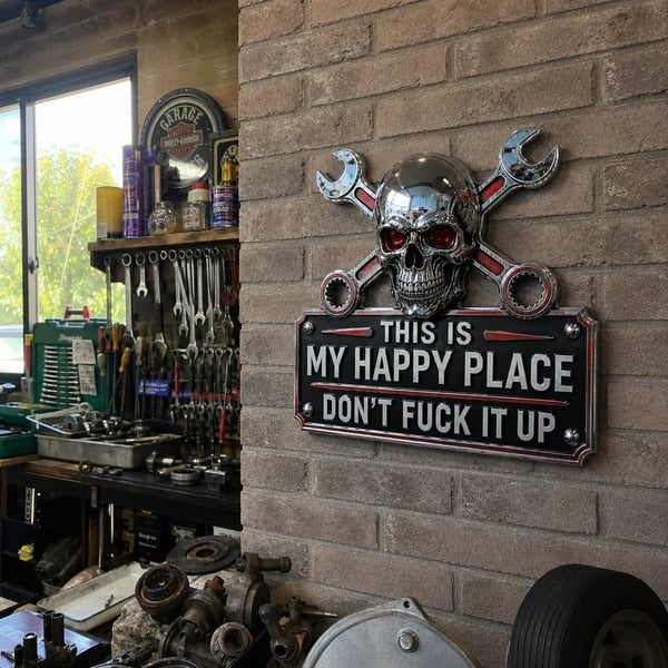 🔥Father’s Day 49% Off 💀"This Is My Happy Place" Garage Wall Sign
