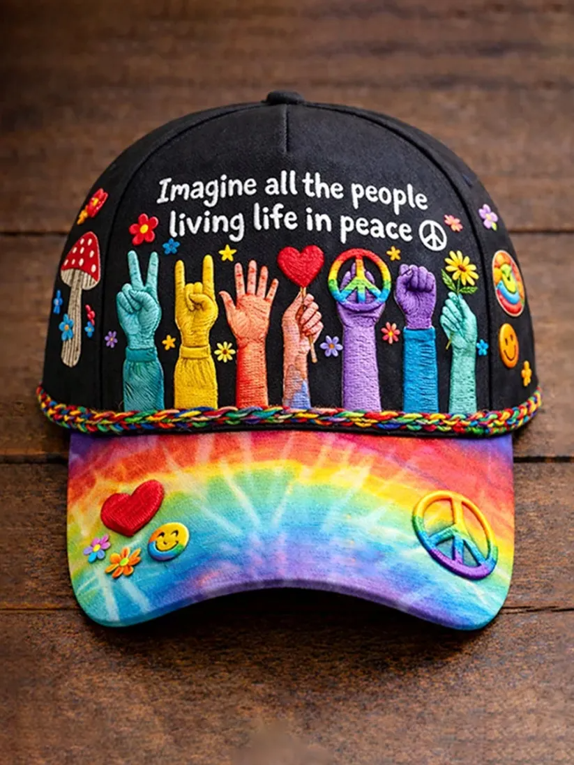 Unisex Imagine All The People Living Life In Peace Print Hat