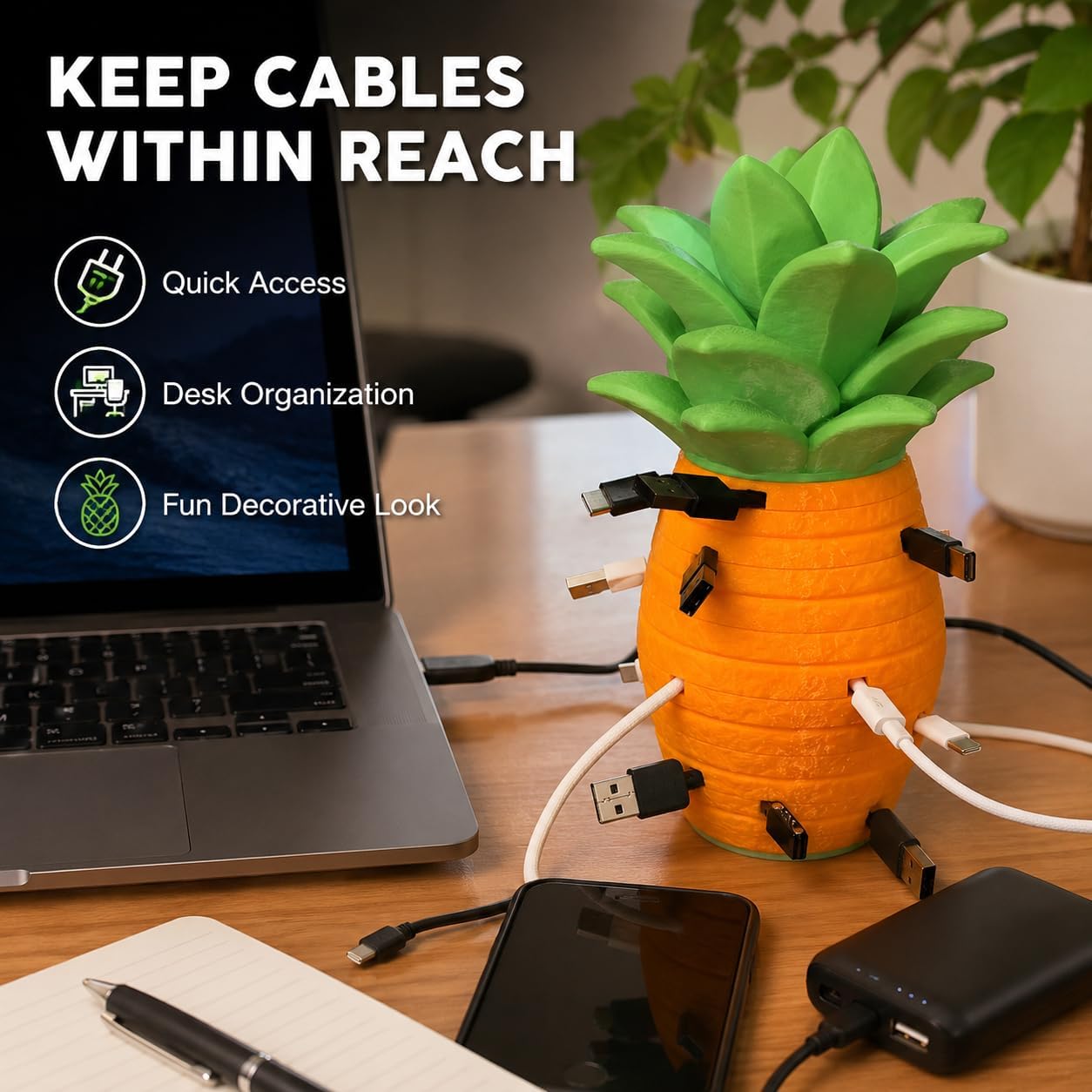 💯 Creative 3D-Printed Pineapple-Shaped Cable Organizer （ FREE SHIPPING)