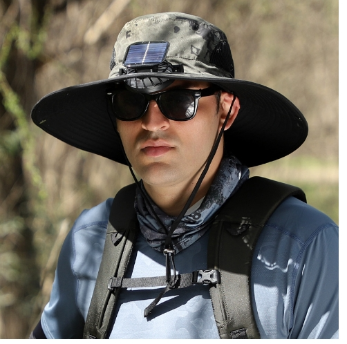 🔥Father's Day Sale 49% OFF - Wide Brim Solar Fan Outdoor Fishing Hat-Solar & USB Charging
