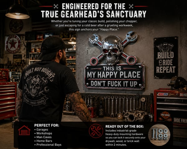 🔥Father’s Day 49% Off 💀"This Is My Happy Place" Garage Wall Sign
