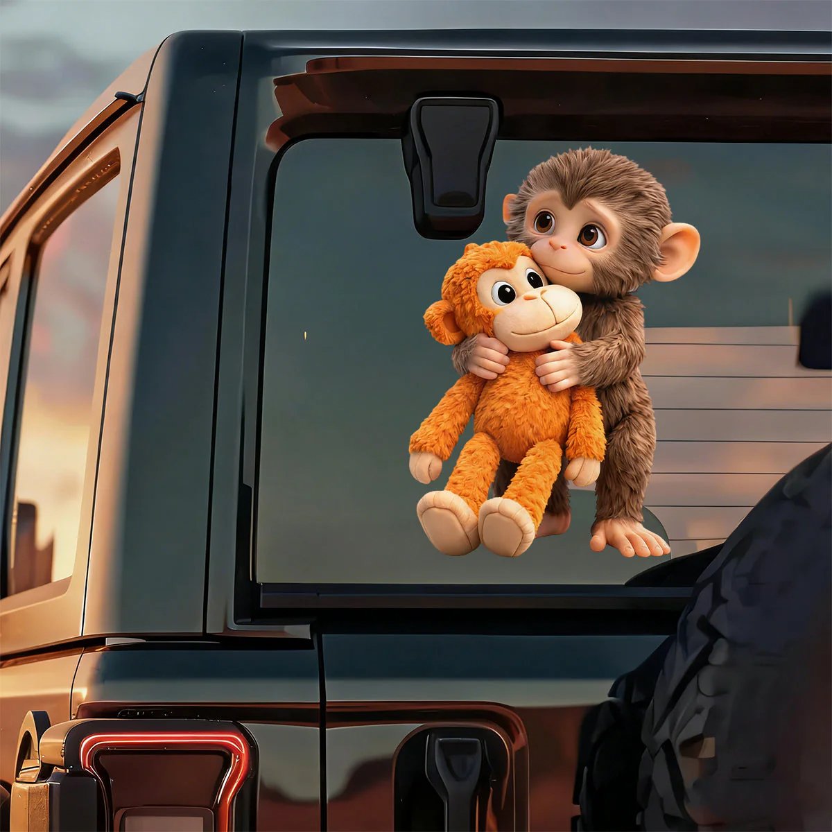 🐵💕Monkey Punch Car Window Decal Sticker - Emotional Gift for Animal Lovers, Family, Friends, Loved Ones🎁