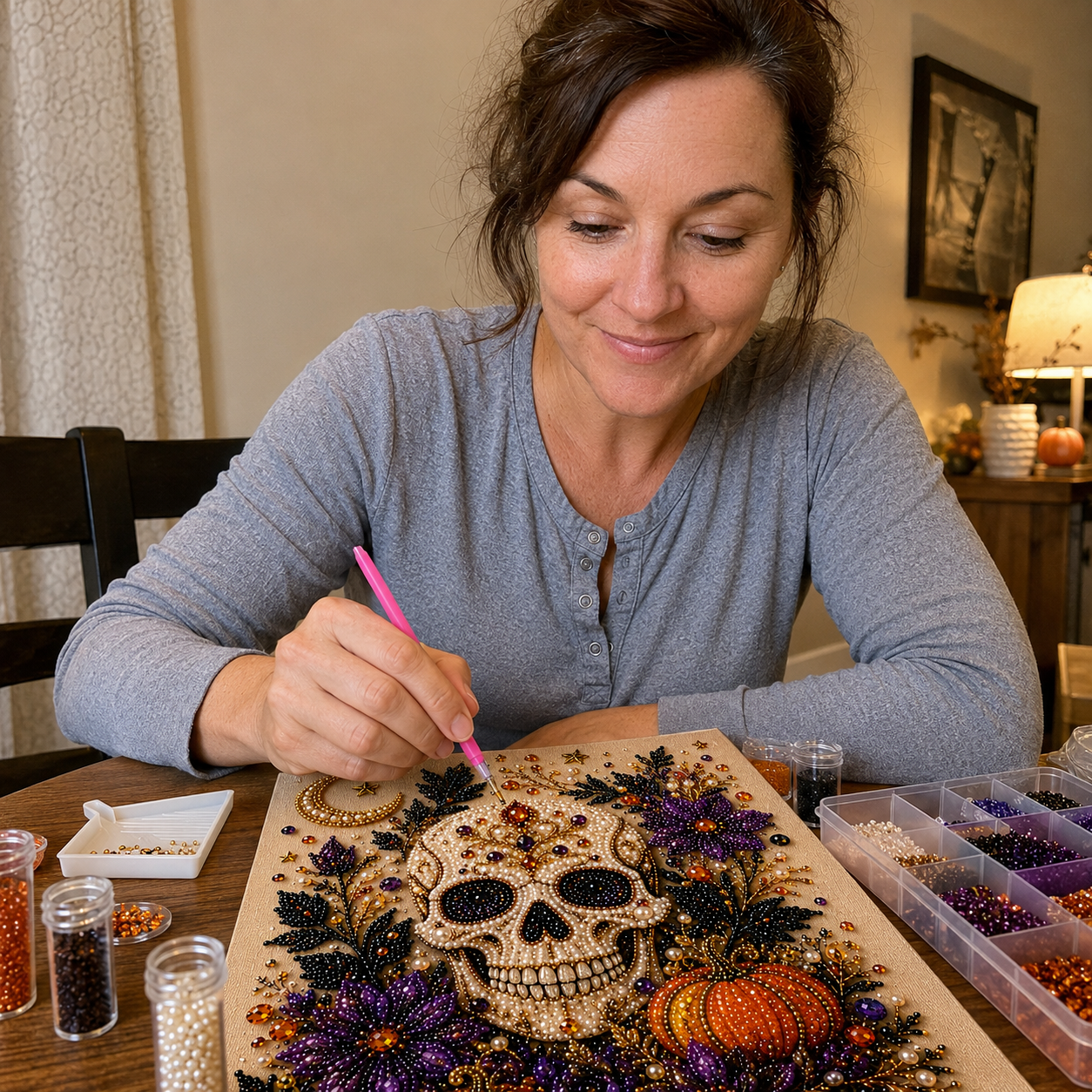 💥 Last Day 49% OFF – 👻✨ Halloween Pearl Art DIY Kit – Turn Tiny Pearls into Spooky-Cute Magic （BUY 2 FREE SHIPPING)