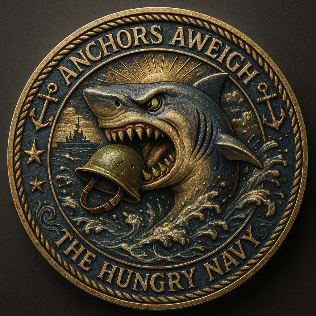 🦈 “ANCHORS AWEIGH!” — The Fierce & Funny Navy Shark Coin