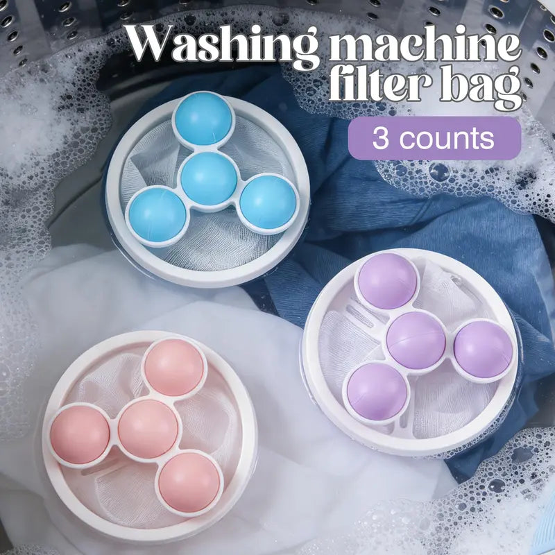 3 Counts Washing Machine Filter Bag | Reusable Floating Hair Catcher Mesh for Laundry Washer
