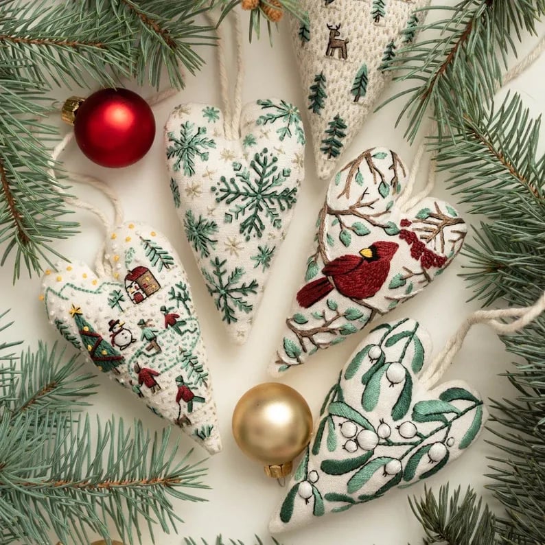 💖DIY Heart Shaped Hand Embroidered Christmas Finished product/DIY material kit -BUY 2 FREE SHIPPING