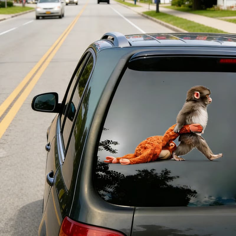 🐵💕Monkey Punch Car Window Decal Sticker - Emotional Gift for Animal Lovers, Family, Friends, Loved Ones🎁