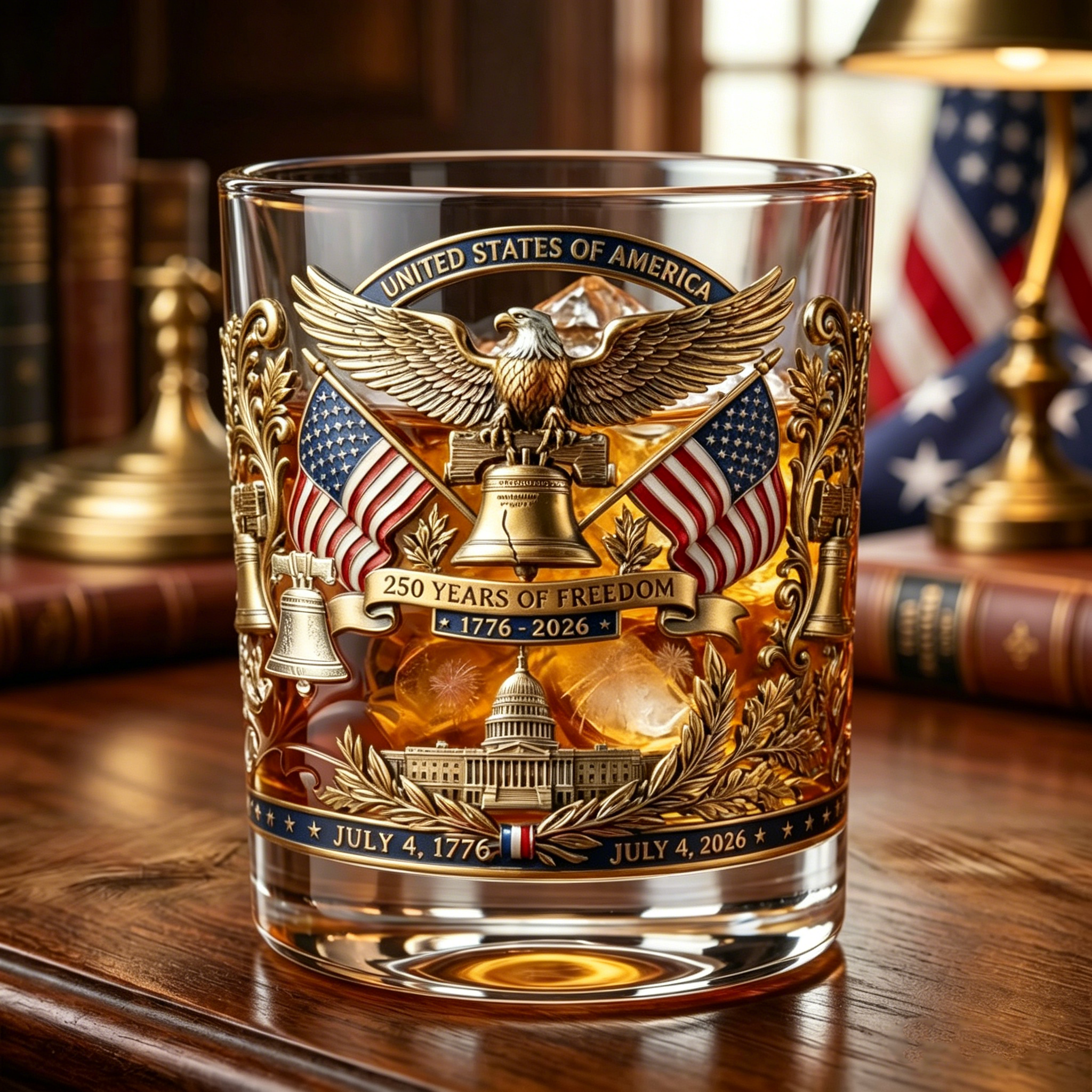 Limited Edition 2026 USA 250th Anniversary Commemorative Glass – 1776-2026 Heritage Edition