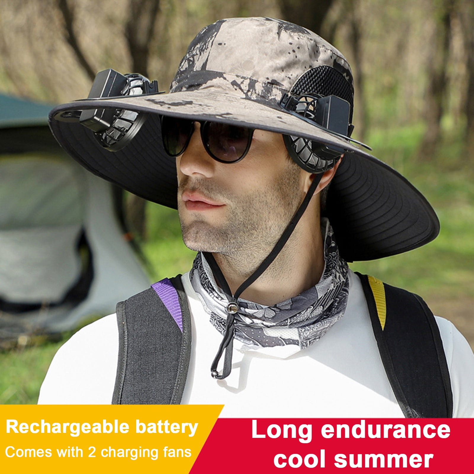 🔥Father's Day Sale 49% OFF - Wide Brim Solar Fan Outdoor Fishing Hat-Solar & USB Charging