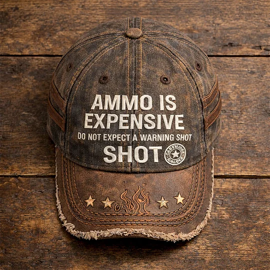 Vintage Distressed “Ammo Is Expensive” Humor Baseball Cap