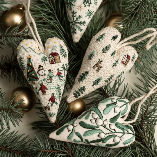 💖DIY Heart Shaped Hand Embroidered Christmas Finished product/DIY material kit -BUY 2 FREE SHIPPING