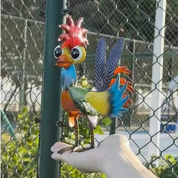 🐓 Colorful Metal Rooster Statue - Farmhouse, Patio, and Garden Decor