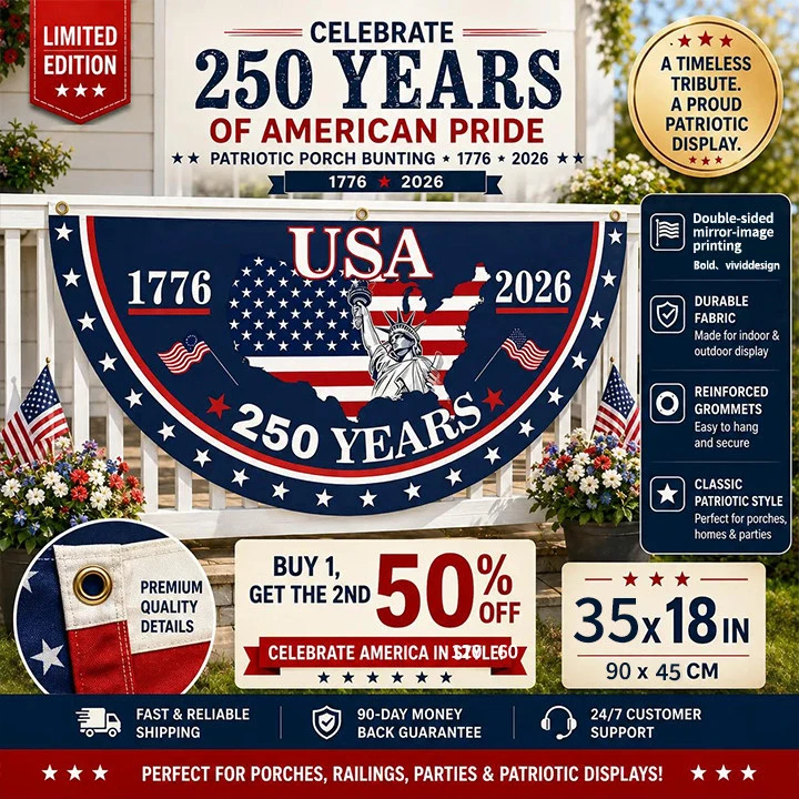 Flash Sale 60% OFF⭐Veteran Made - USA 250 YEARS COMMEMORATIVE BANNER （BUY 2 FREE SHIPPING)