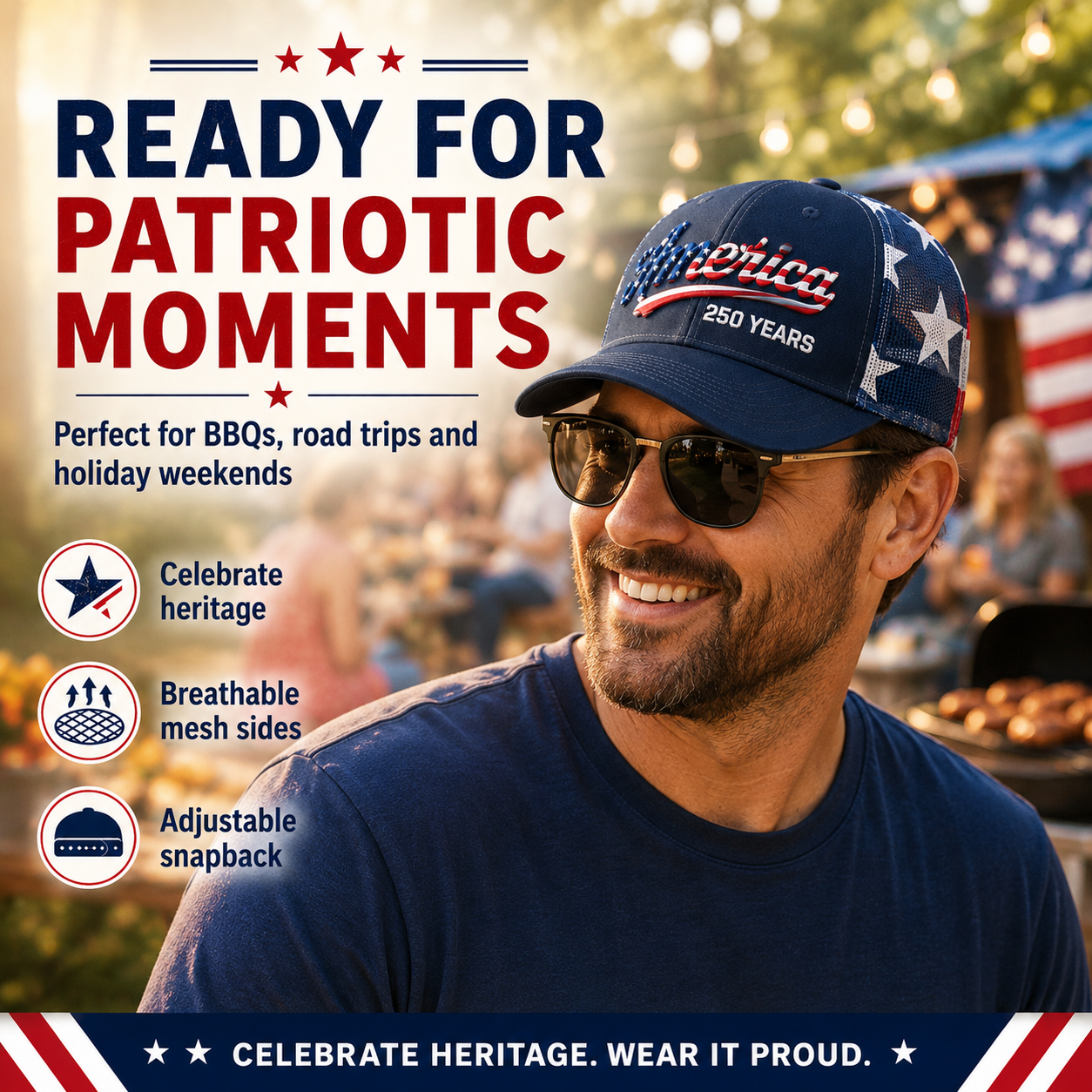 🔥 Last Day--49% Sale - ❤️ 🇺🇸 America 250 Years Patriotic Embroidered Mesh Trucker Cap
