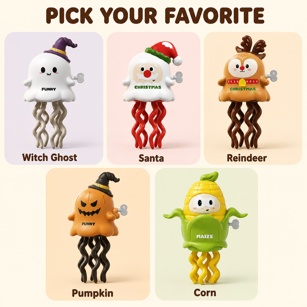 Mini Wind-Up Holiday Dancing Toy – Battery-Free Wiggling Desk Toy in 5 Festive Styles