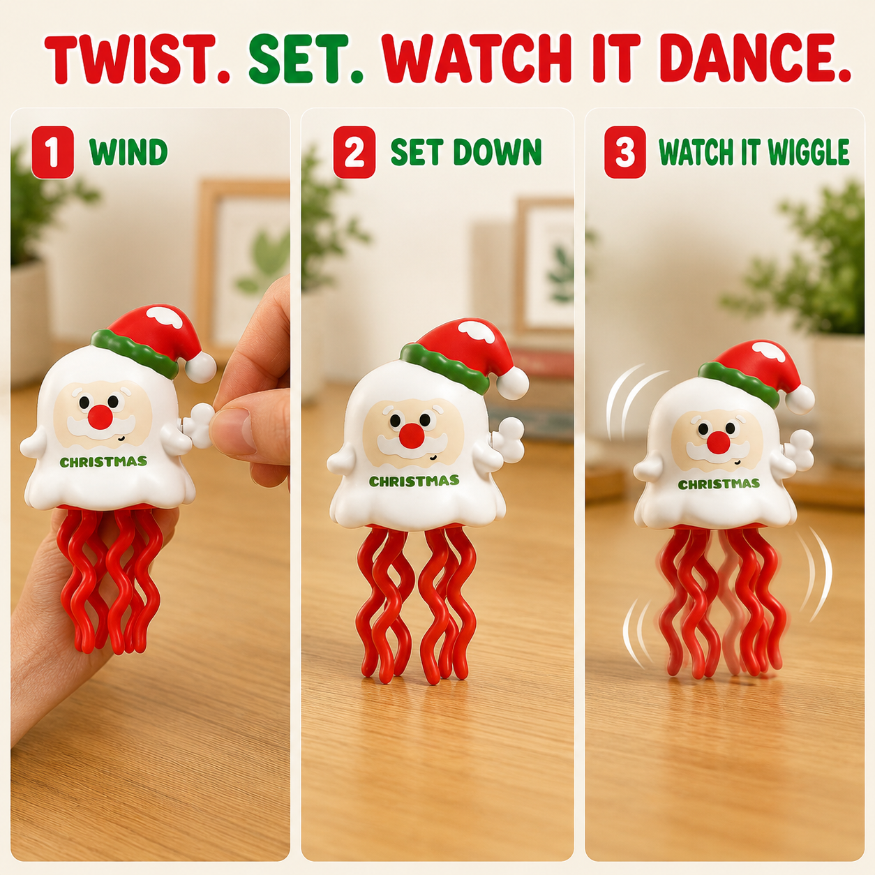 Mini Wind-Up Holiday Dancing Toy – Battery-Free Wiggling Desk Toy in 5 Festive Styles