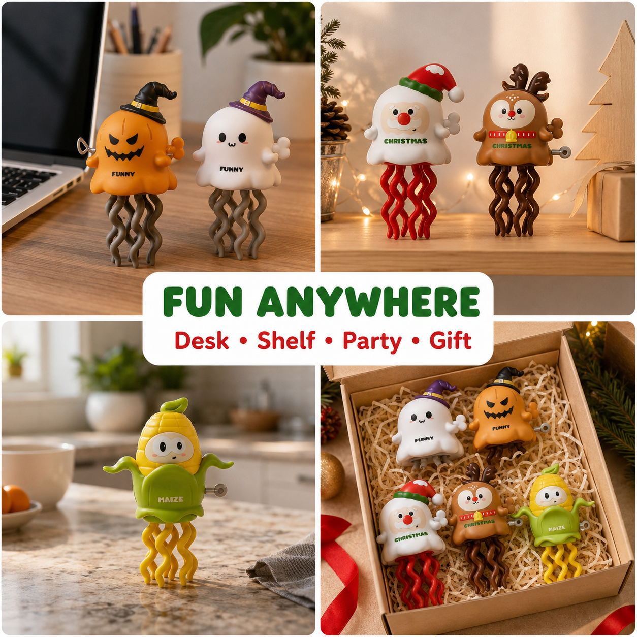 Mini Wind-Up Holiday Dancing Toy – Battery-Free Wiggling Desk Toy in 5 Festive Styles