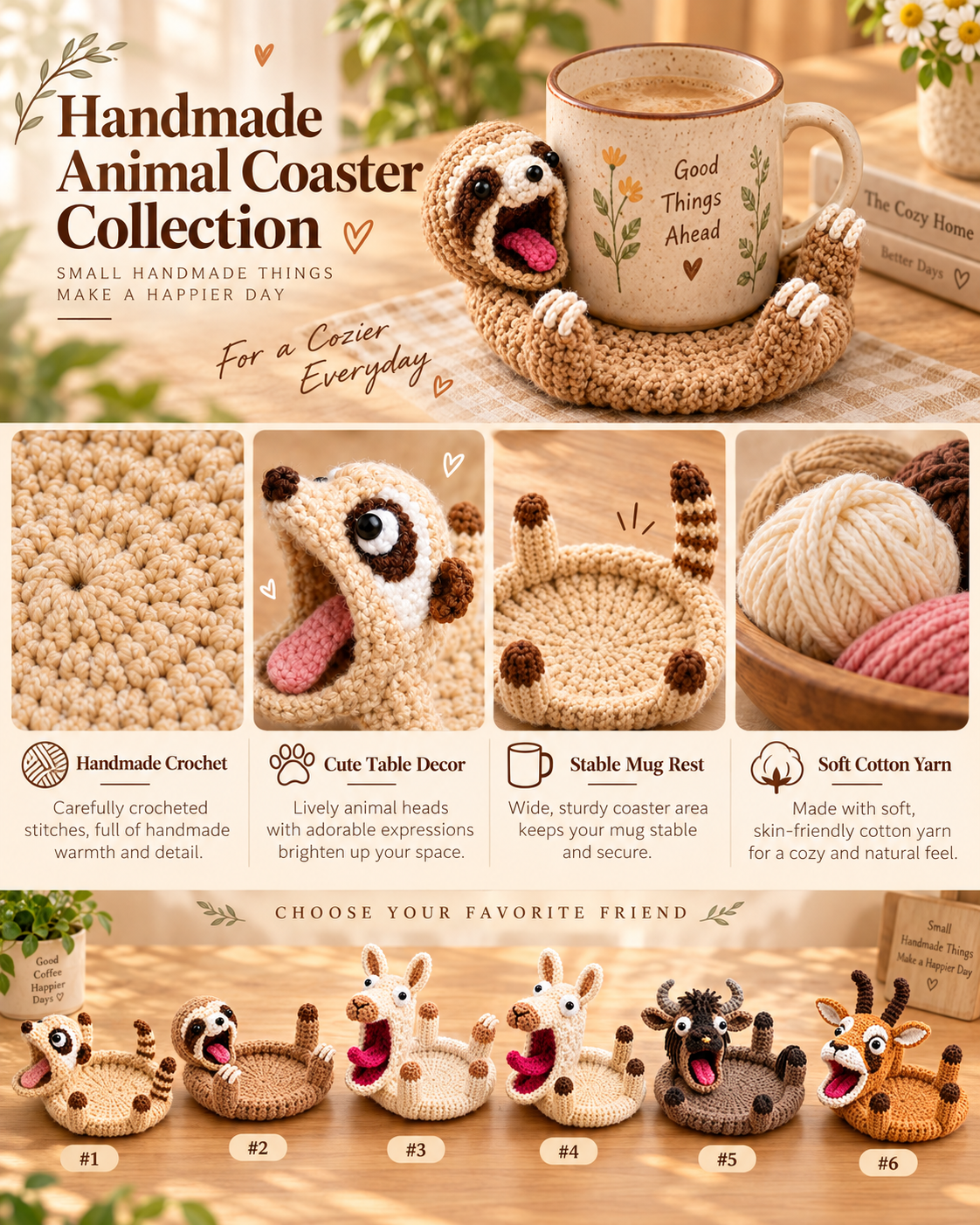 🐿️Hand-Crocheted Funny Squirrel Coaster