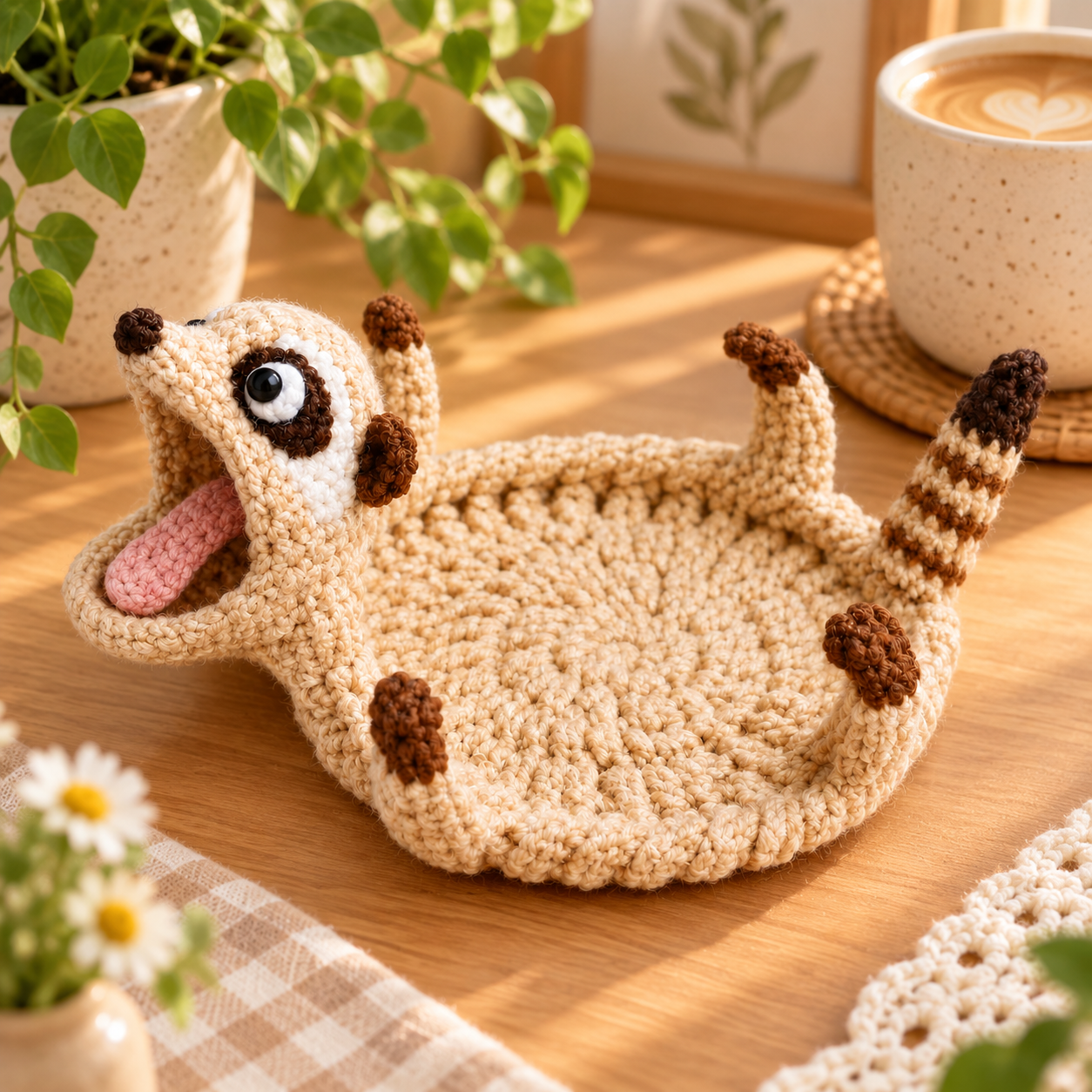 🐿️Hand-Crocheted Funny Squirrel Coaster