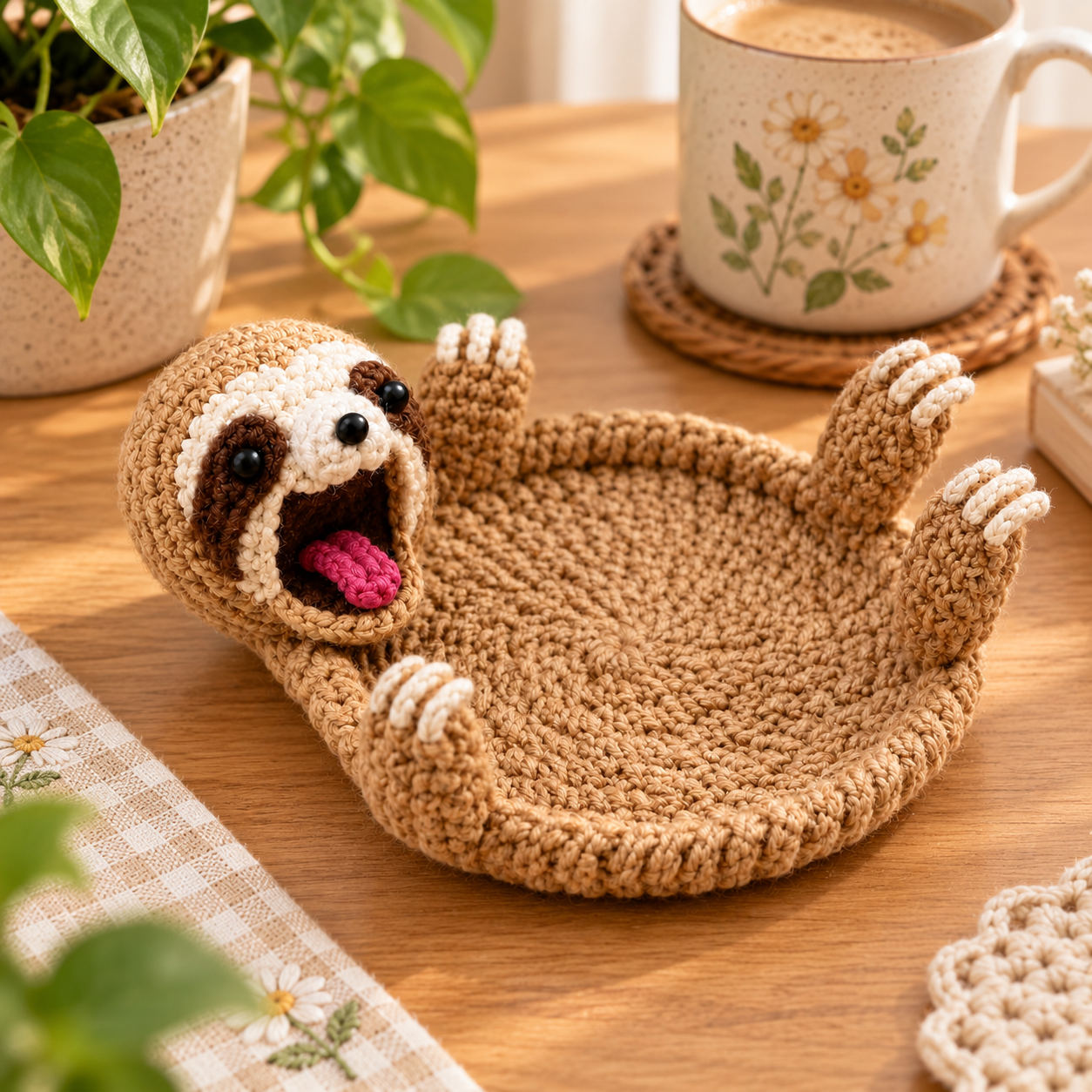 🐿️Hand-Crocheted Funny Squirrel Coaster