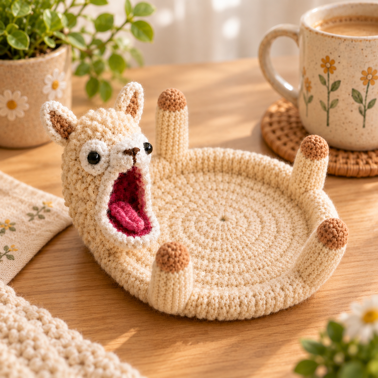 🐿️Hand-Crocheted Funny Squirrel Coaster