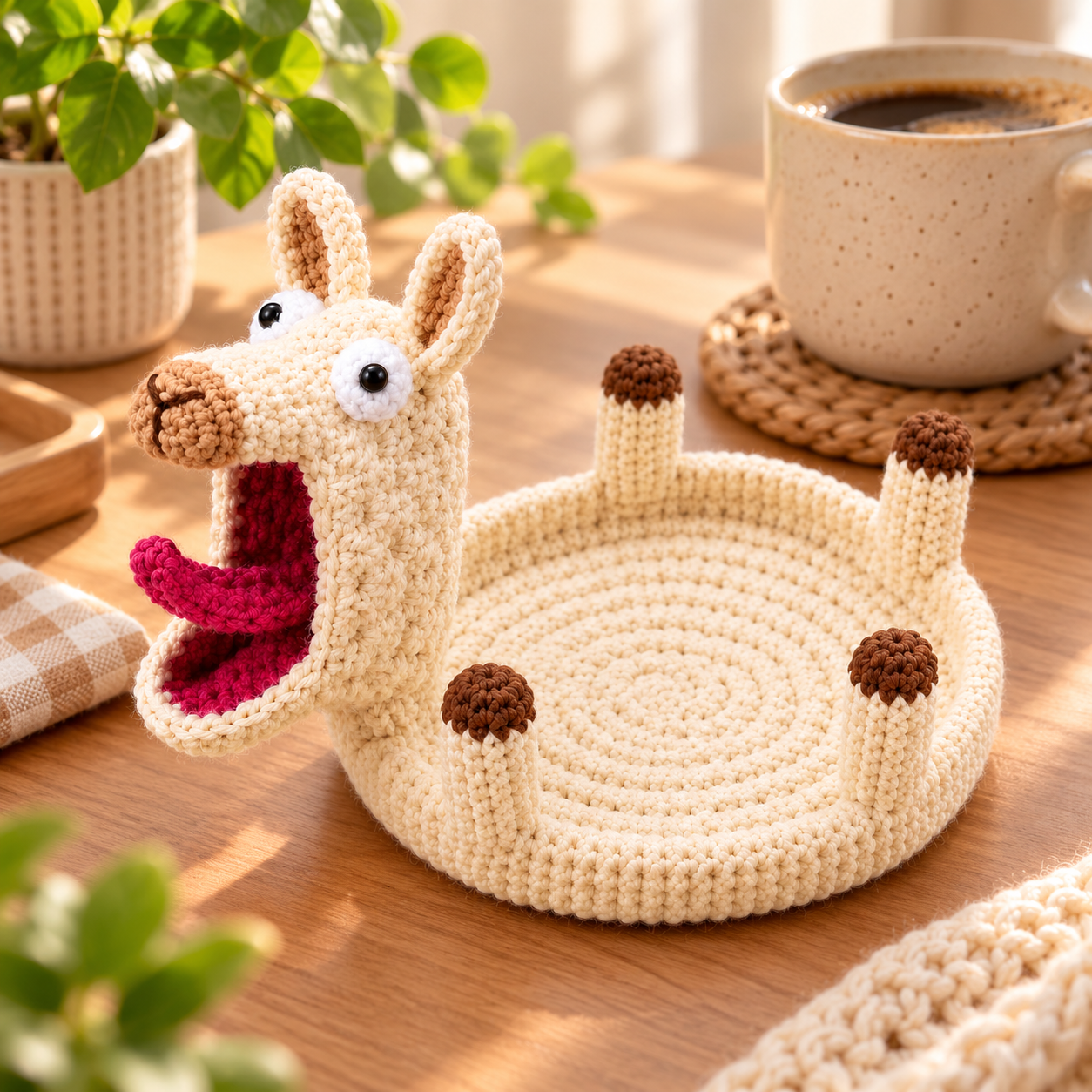 🐿️Hand-Crocheted Funny Squirrel Coaster