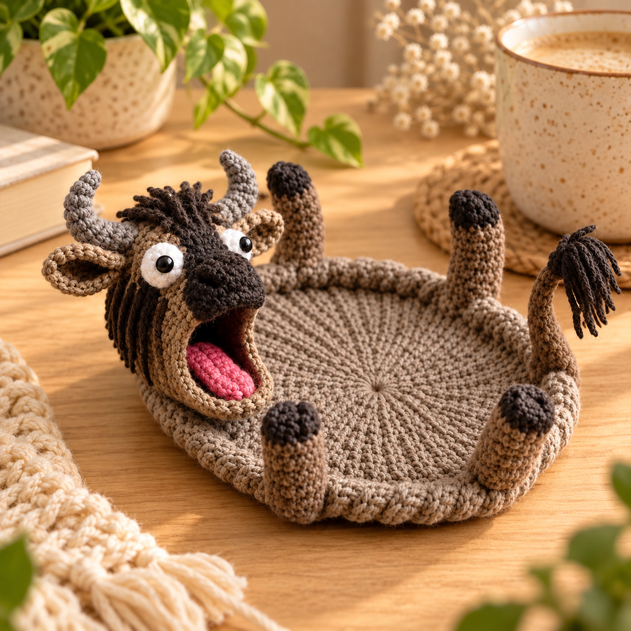 🐿️Hand-Crocheted Funny Squirrel Coaster