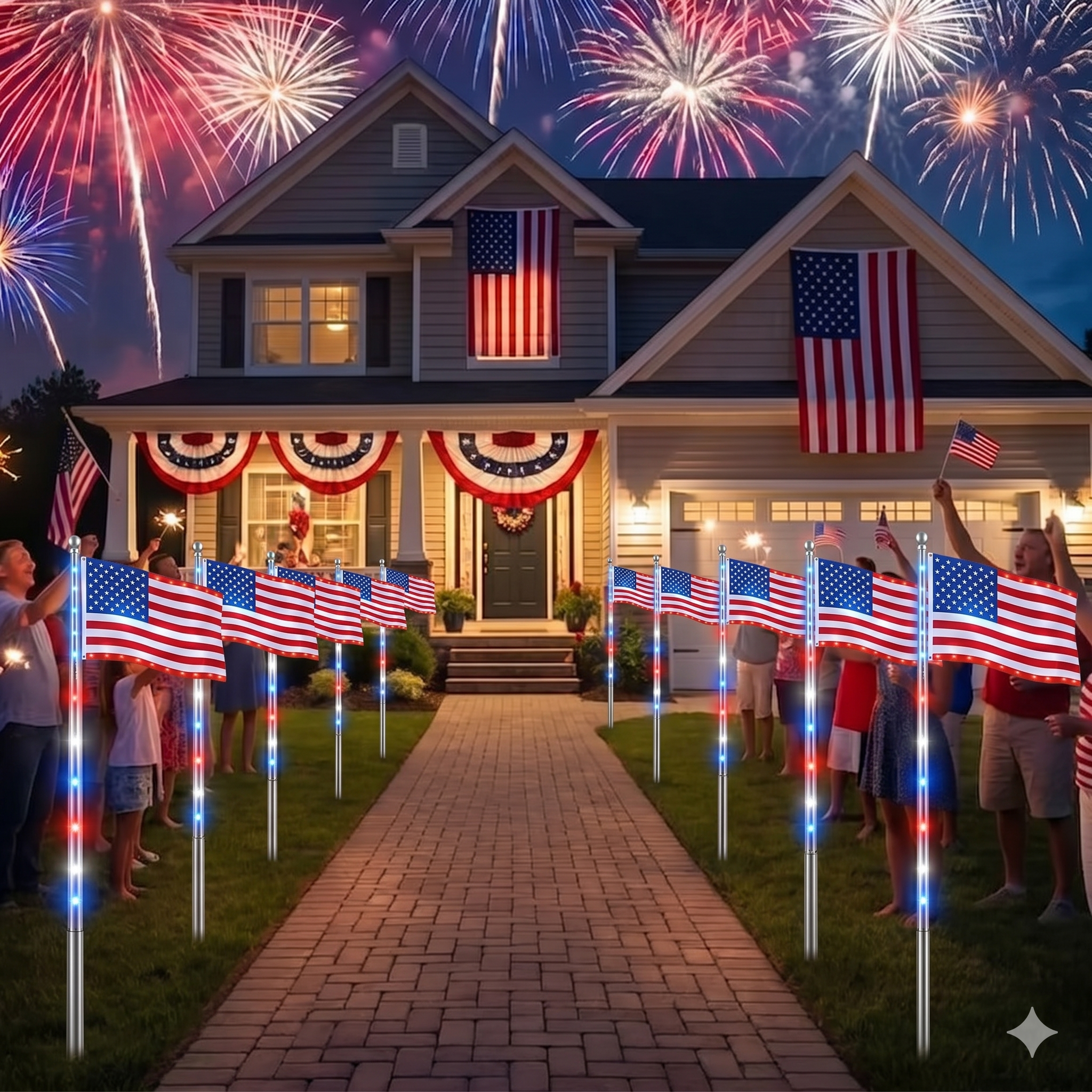 🔥Last Day 49% OFF - Solar American Flag Pathway Lights – Red, White & Blue Yard Glow for 250th Independence Celebration 🇺🇸✨