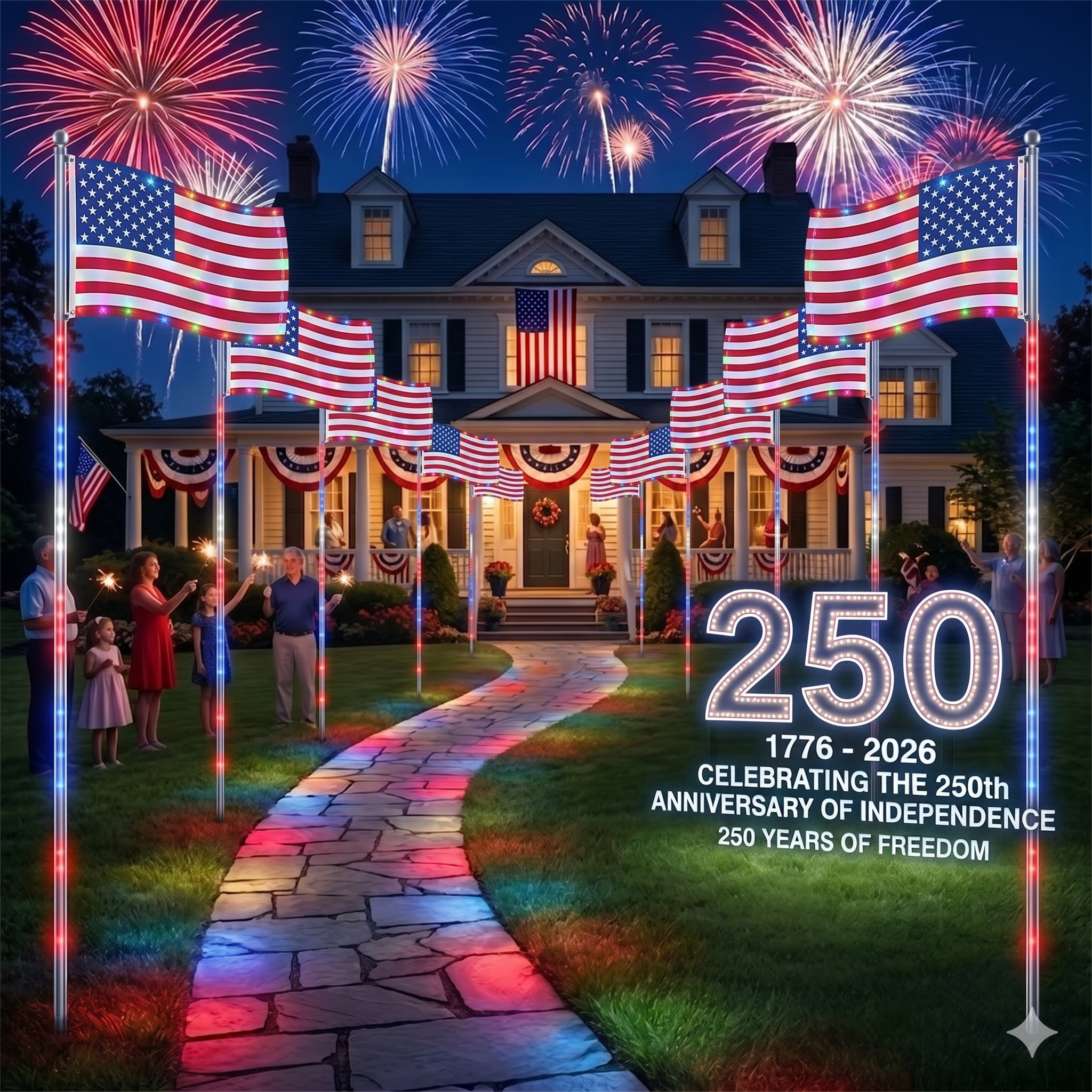 🔥Last Day 49% OFF - Solar American Flag Pathway Lights – Red, White & Blue Yard Glow for 250th Independence Celebration 🇺🇸✨
