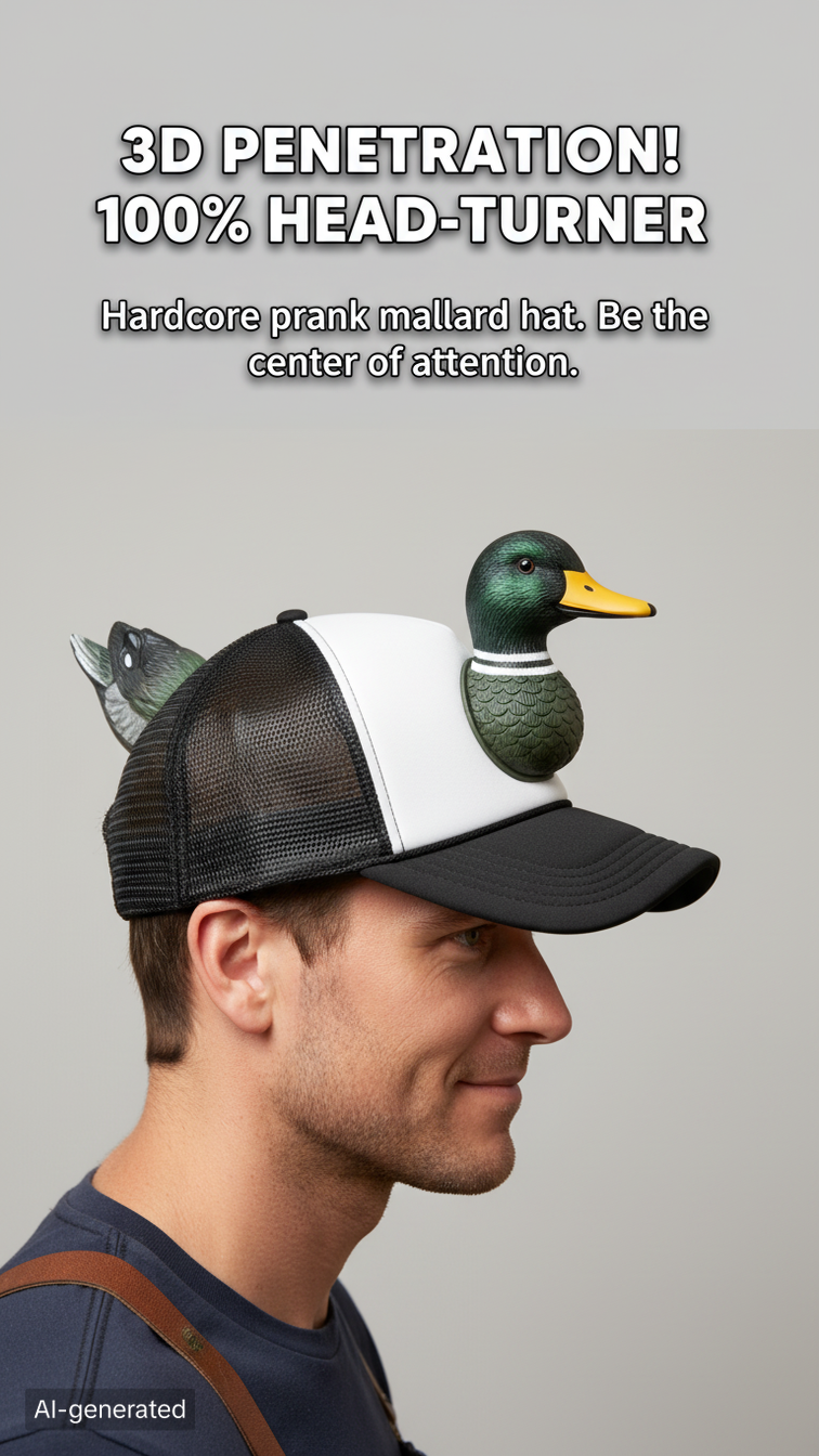 🎁Last Day 50% OFF -🔥Baseball Cap with 3D Duck Ornament and Tail