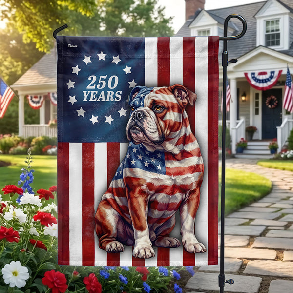 Last Day 49% OFF🔥Flagwix Patriotic Bulldog Garden Flag, 250 Years Betsy Ross Flag Decor for Dog Lover