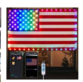 2026 New RGB American Flag Lights 3ft x 5ft 82LED Light up American Flag One Sided