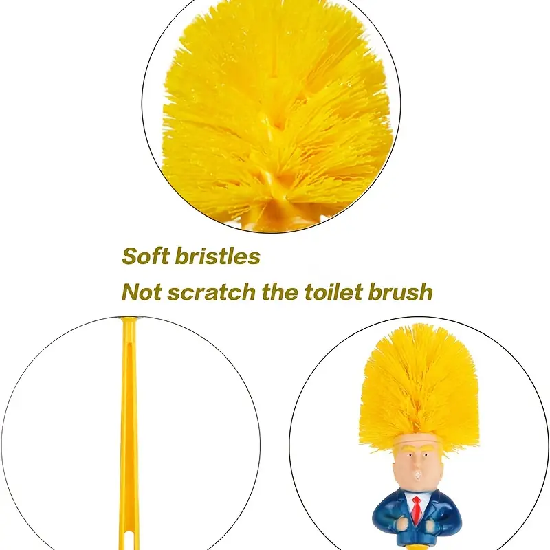 1pc   style toilet brush and holder funny novelty bathroom cleaning tool no batteries required perfect prank gift for   durable plastic with yellow bristles and blue suit figure design floor cleaning accessory unique toilet brush durable plastic brush details 1
