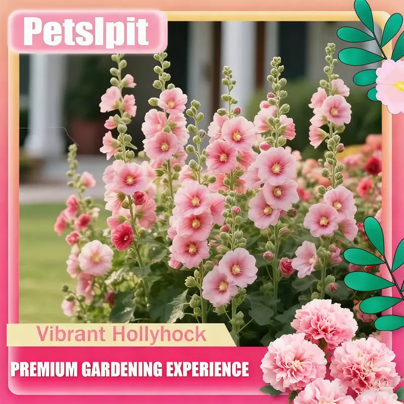 Germinate or Refund]500PCS+ Hollyhock Seeds – Colorful Tall Blooms, Heirloom & Non-GMO, Perfect for Fences, Borders & Cottage Gardens