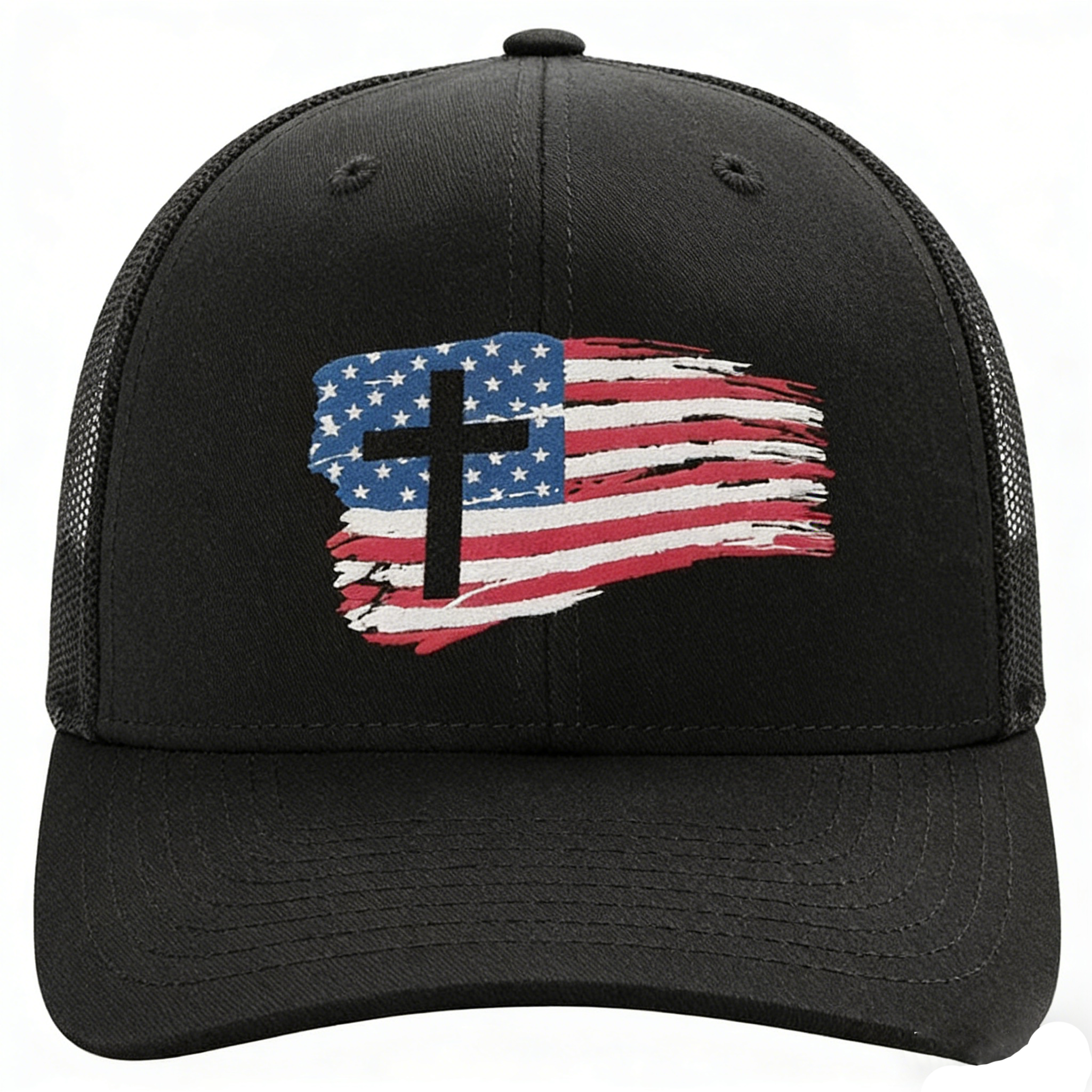 “BROKEN BUT CHOSEN — Tattered USA Flag Hats