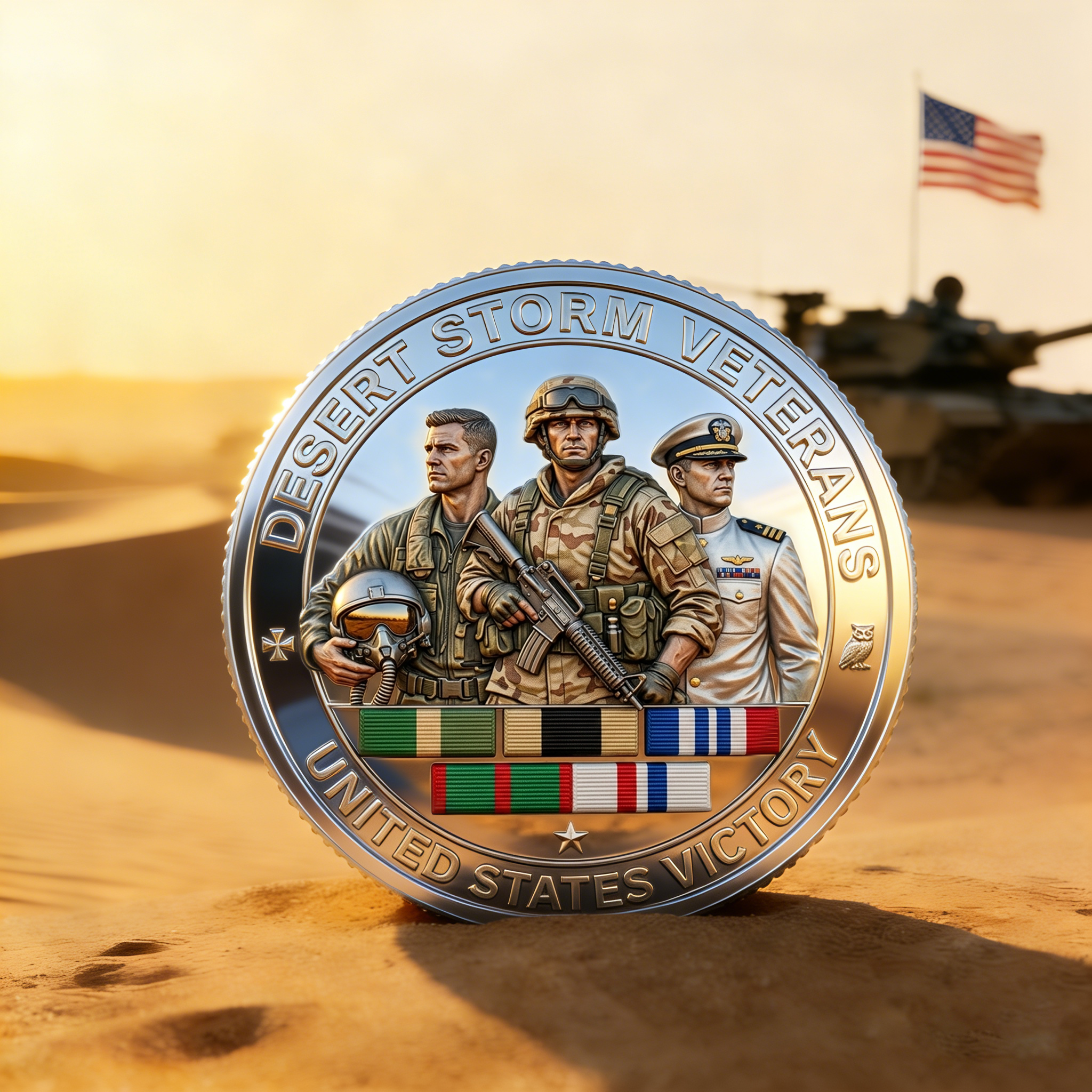 Desert Storm 35th Anniversary Proof Coins And Display Case