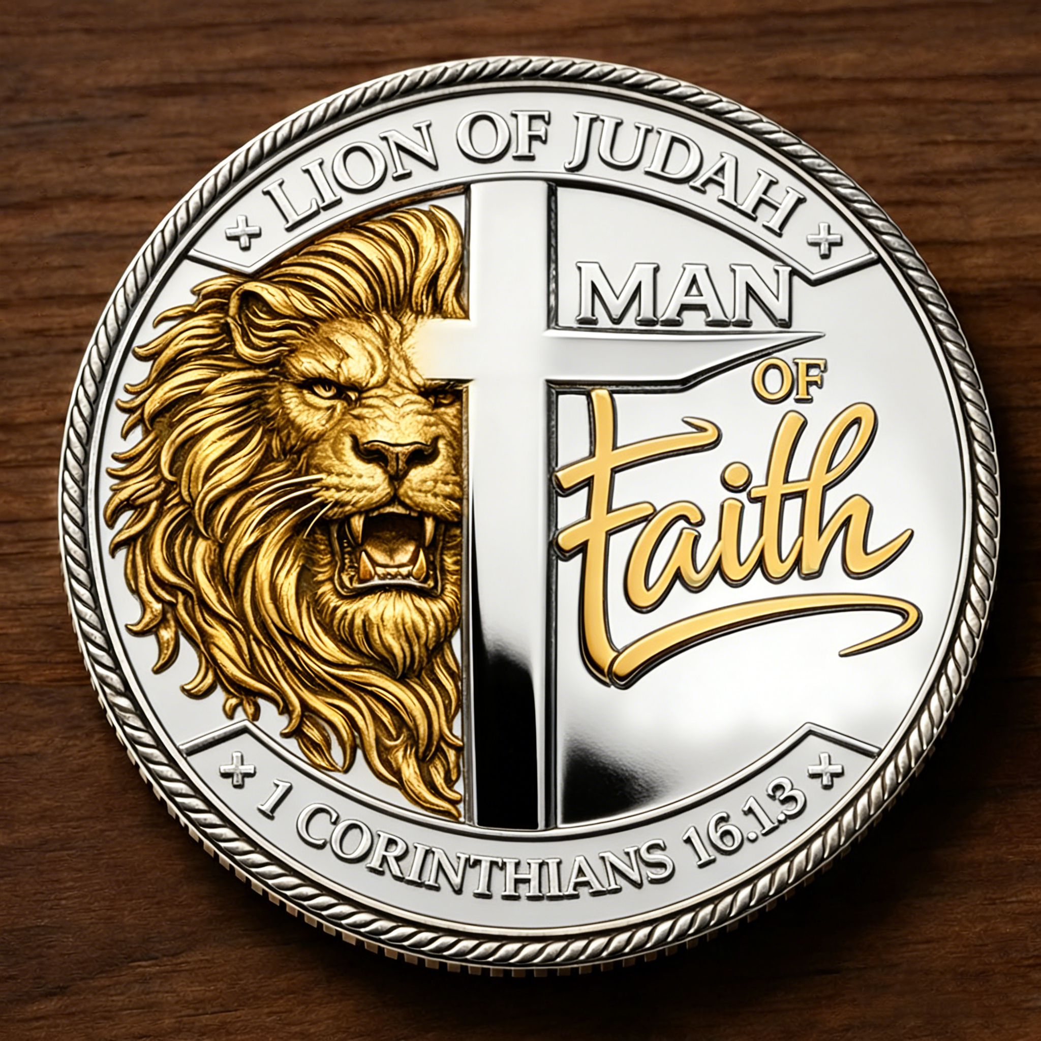 🦁Man of Faith – Warrior of the King Challenge Coin
