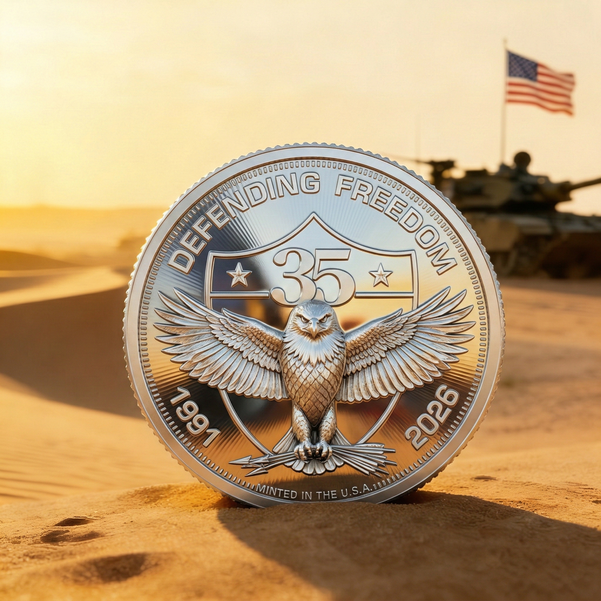 Desert Storm 35th Anniversary Proof Coins And Display Case