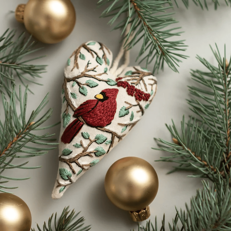 💖DIY Heart Shaped Hand Embroidered Christmas Finished product/DIY material kit -BUY 2 FREE SHIPPING