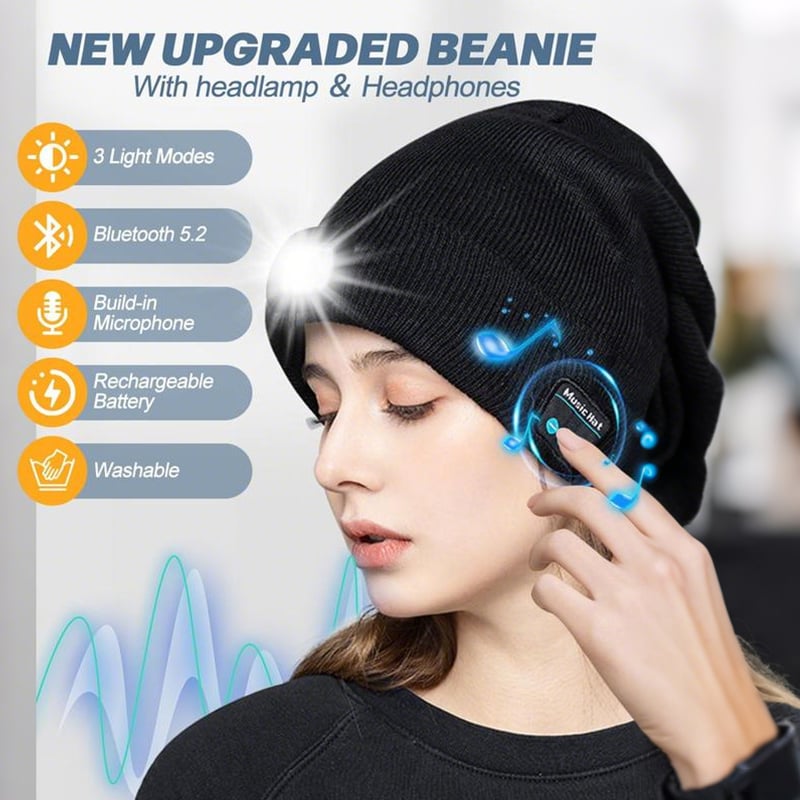 🎄Christmas Sale 49% OFF🏆50K+ SOLD!🔥2025 Upgraded Bluetooth Beanie Hat with Light