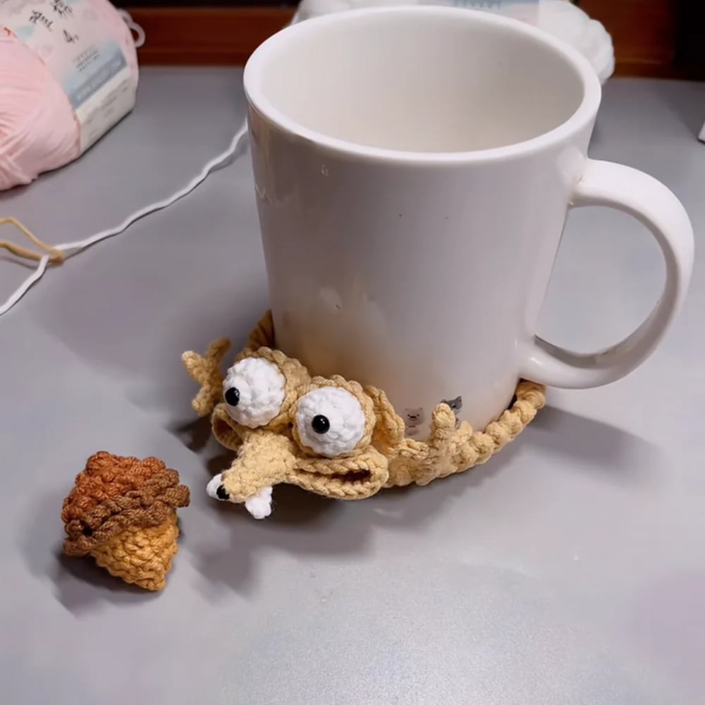 🐿️Hand-Crocheted Funny Squirrel Coaster