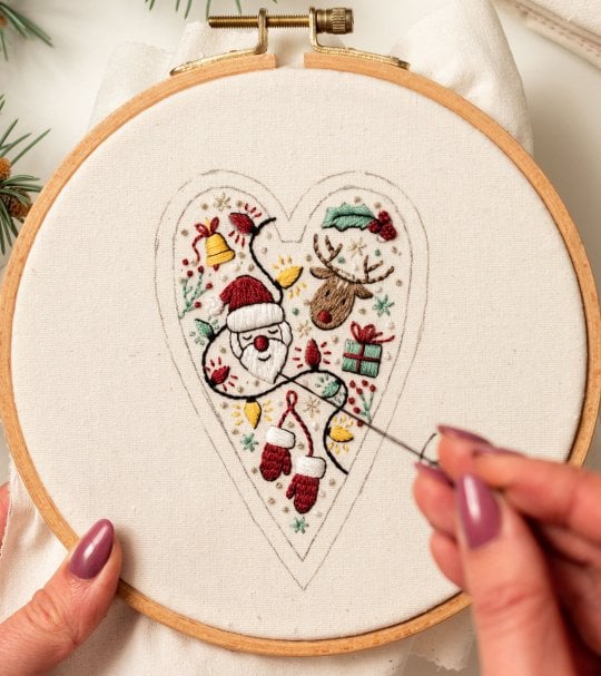💖DIY Heart Shaped Hand Embroidered Christmas Finished product/DIY material kit -BUY 2 FREE SHIPPING